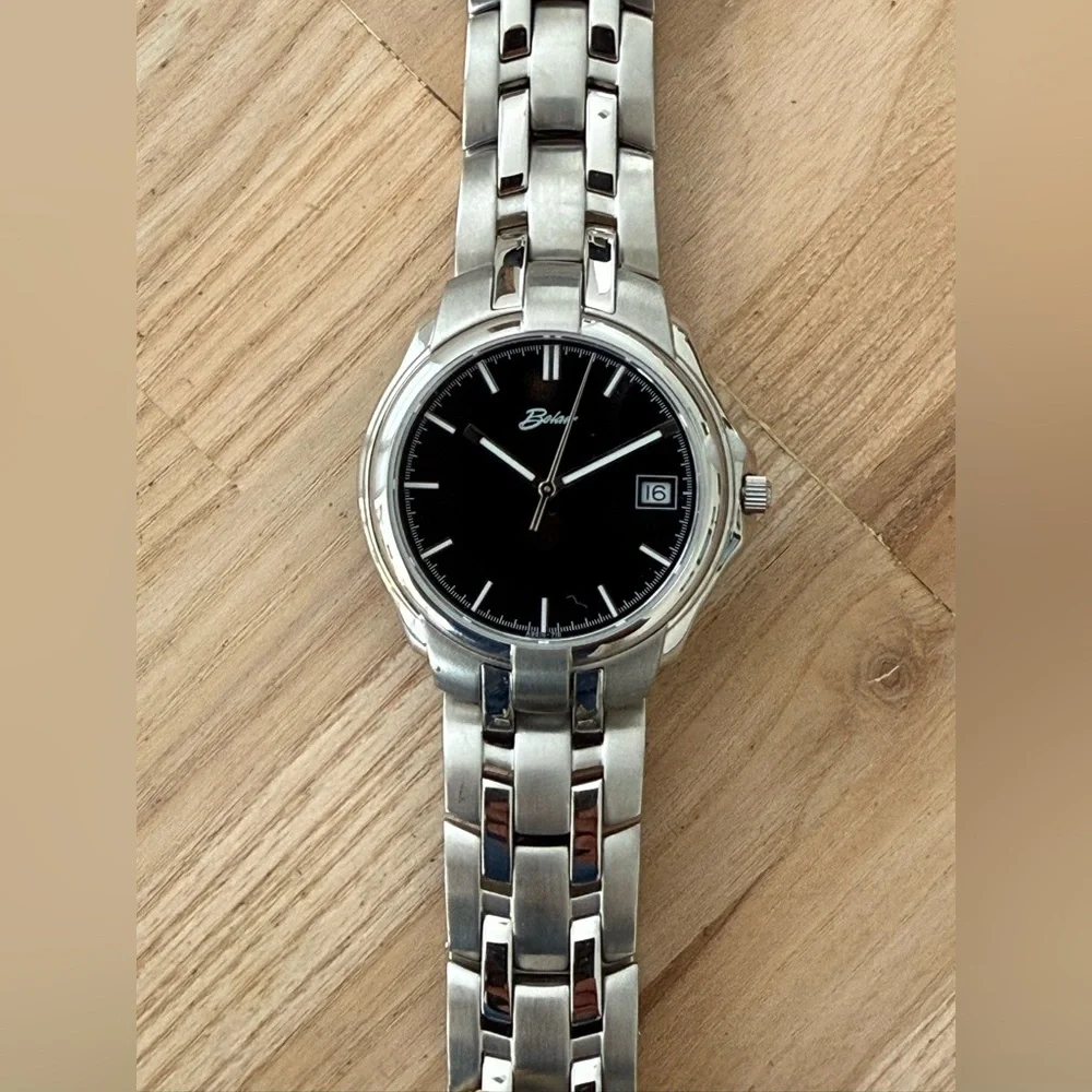 Belair Rare Luxury Watch Black Dial Stainless Bracelet New in Original Box